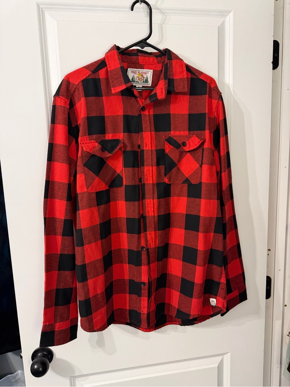Free Planet Men's Red & Black Plaid Flannel Shirt